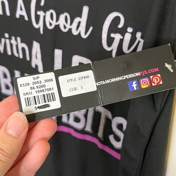 Not A Morning Person Black Graphic Racerback Pajama Tank Size Small NWT - Picture 5 of 6